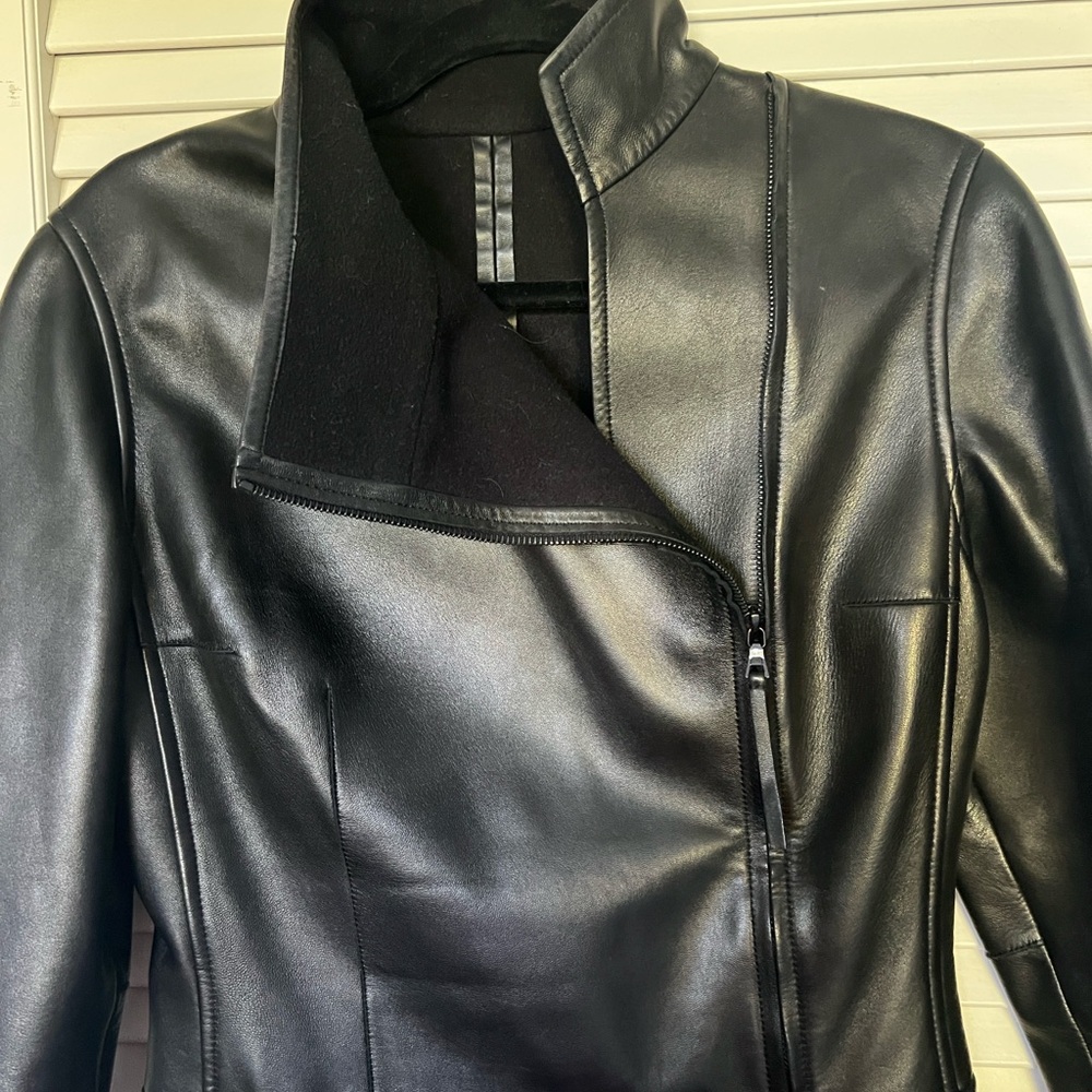 Fitted Italian Women's Black Leather Jacket